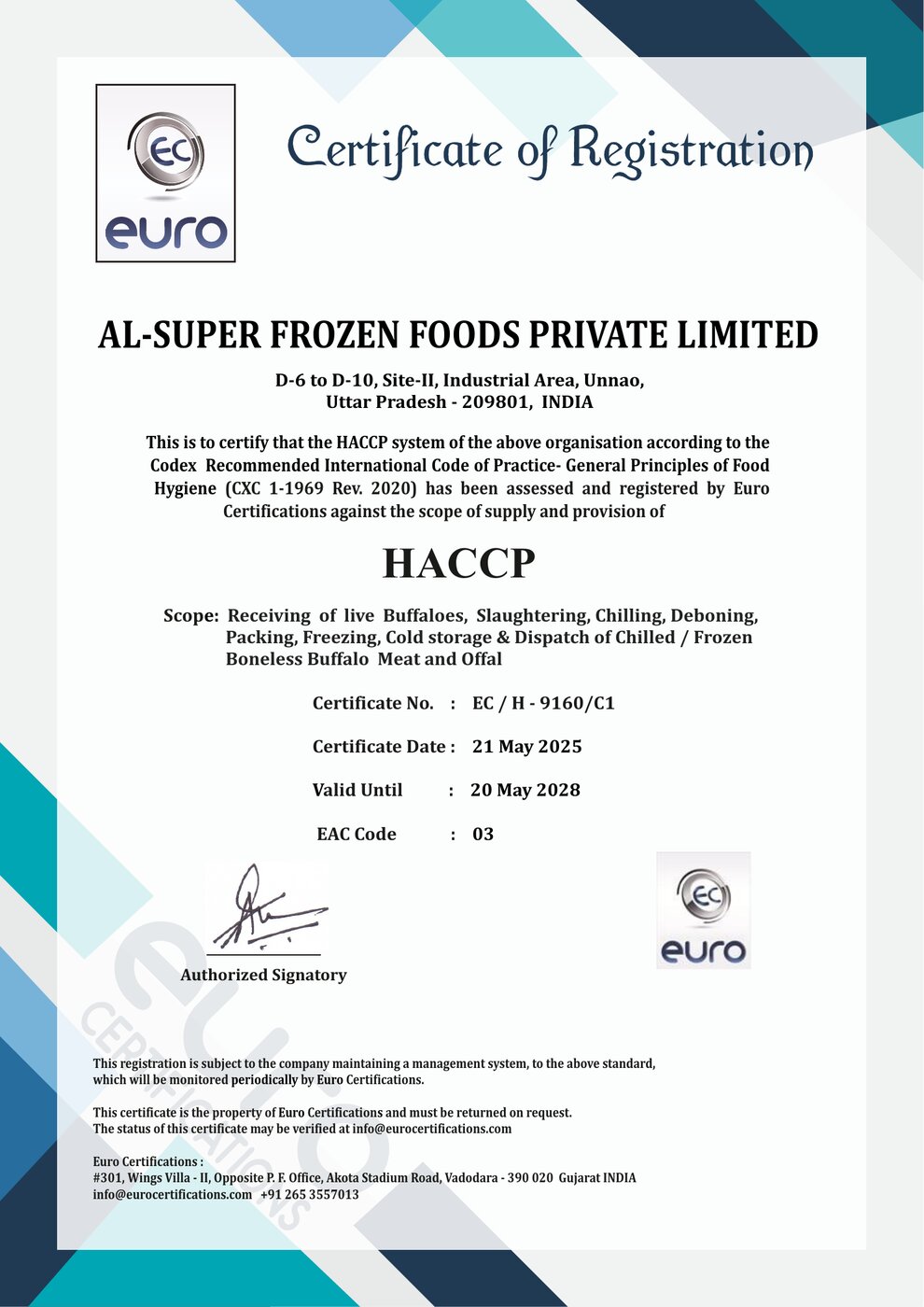 HACCP — Plant 201 (Unnao) certificate